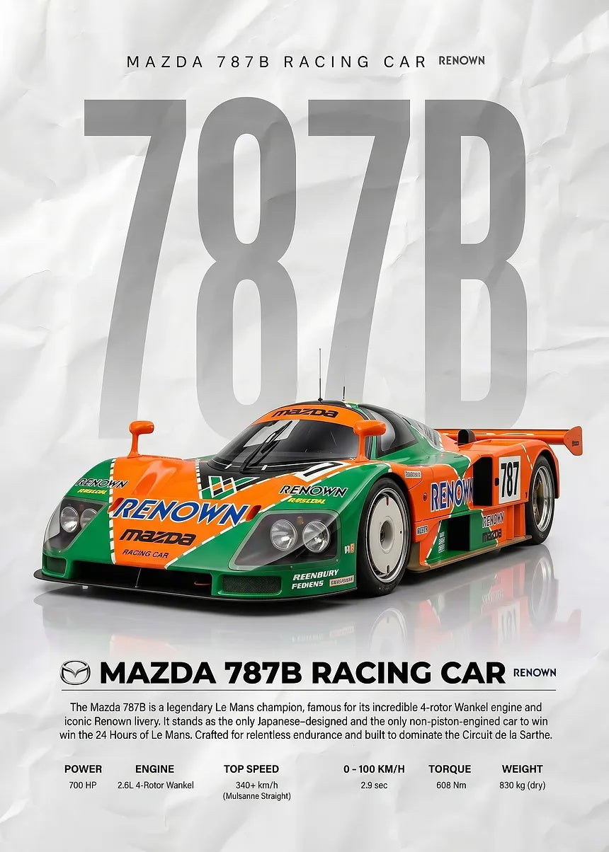 sleek Mazda 787B Racing Car Poster metal poster artwork
